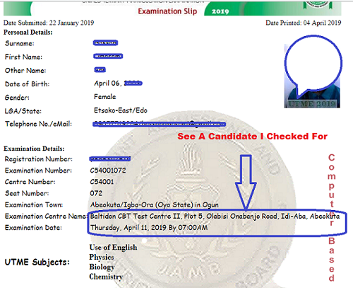 Image result for JAMB exam Slip Reprint Portal